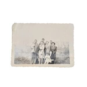 Vtg Family Posing Together Easter Day Monochrome Photography Found Snapshot
